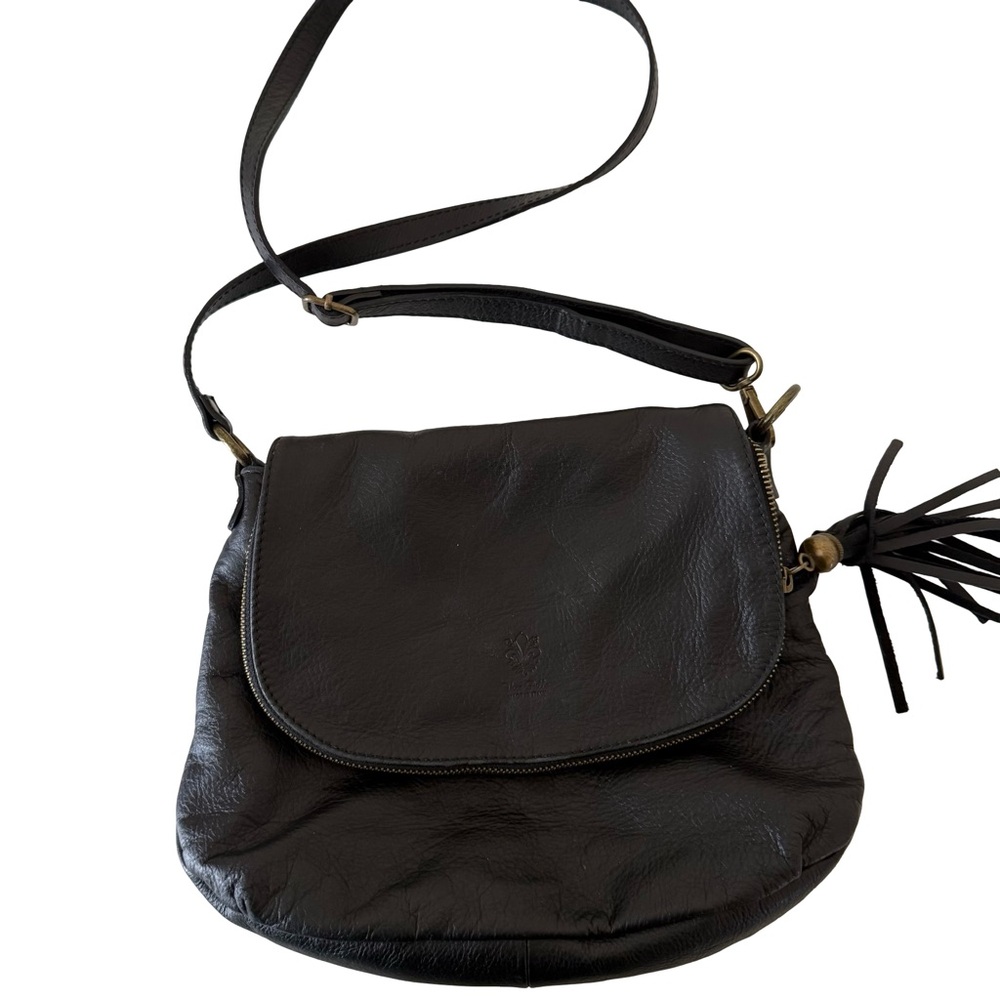 Borse in Pelle Womens Black Genuine Leather Adjustable Strap Crossbody bag Italy